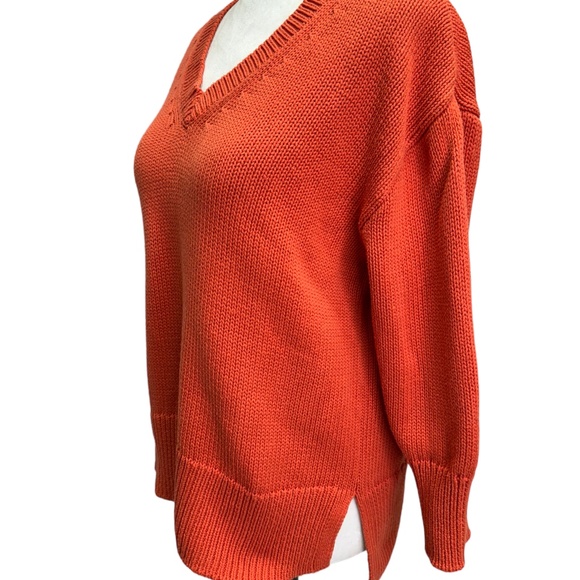 Workshop Republic Orange v-Neck Cotton Boxy Fit Sweater Size S - Picture 6 of 7
